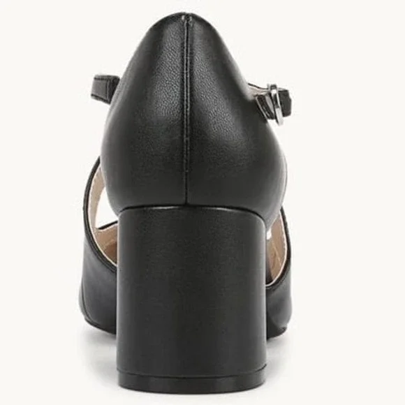 LifeStride Tracy Sz 8W Black Faux Leather Strappy Block Heel Pumps Wide NEW - Picture 7 of 11